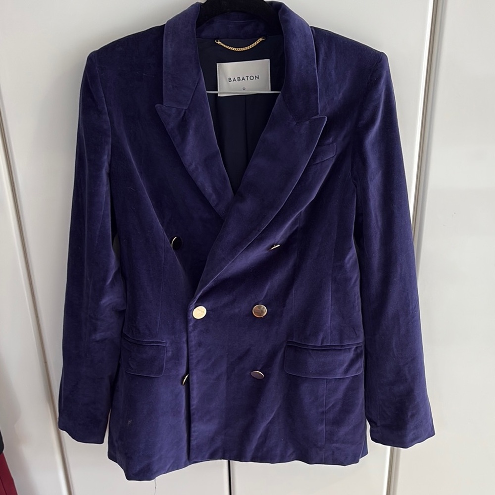 Babaton Purple Velvet Blazer